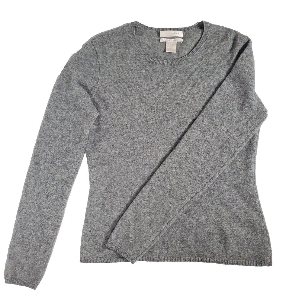 Fiona Women’s Cashmere Sweater Size Large Gray Minimalist Pullover Crew Neck